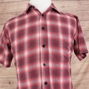 FTP Shirt Mens M Red Plaid Short Sleeve Button-Up Regular Fit Streetwear